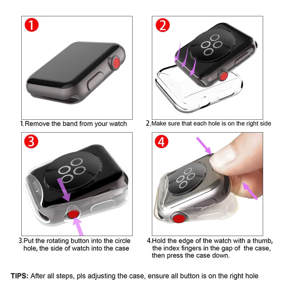Ốp TPU mỏng cho bề mặt đồng hồ thích hợp cho Apple Watch Series 6 SE 5 4 3 2 1 38/40/42/44mm