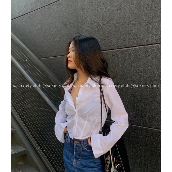 [ HÌNH THẬT ] Áo sơ mi croptop vạt bầu trendy hot hit phù hợp mùa hè  A29