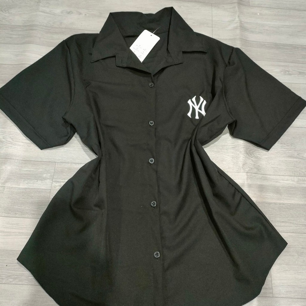 Áo sơ mi học sinh công sơ nữ bigsize có logo thêu NY, Áo kiểu bigsize nữ ngoại cỡ từ 60-100kg SMNY