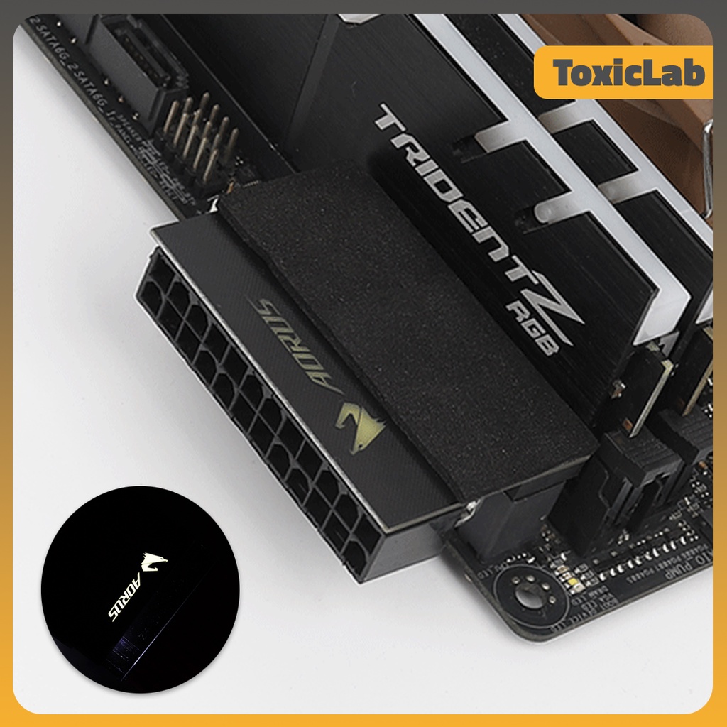 Cổng đảo góc 90 độ chân nguồn 24Pin có LED - Hỗ trợ đi dây trong Case