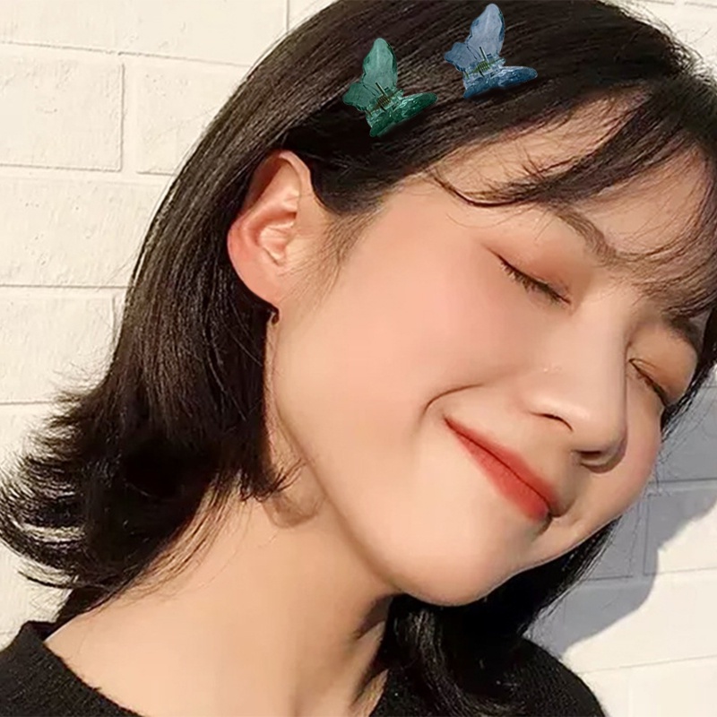 Kẹp Tóc Trong Suốt Màu Kẹo Hình Bướm Dễ Thương