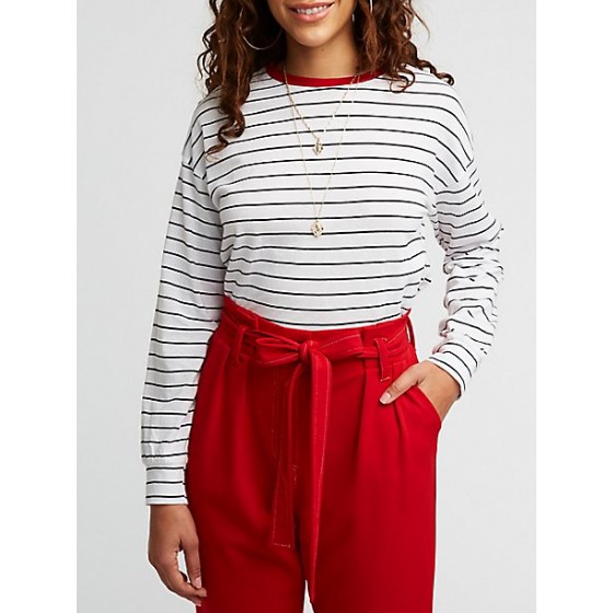 Áo croptop Charlotte Russe tay dài sọc ngang