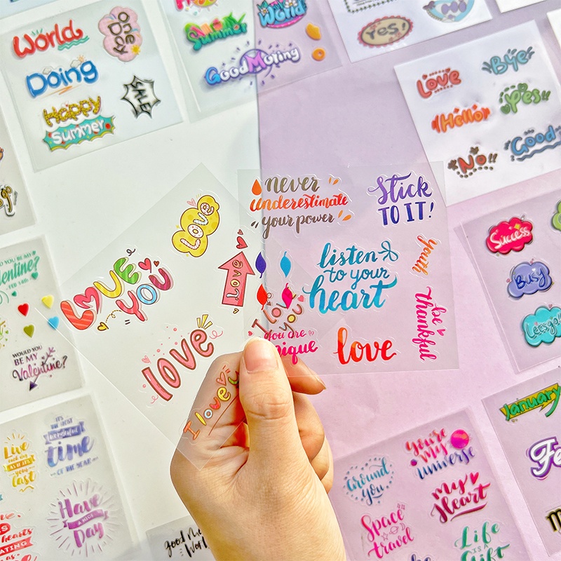 Bộ 100 Sticker Chữ Tiếng Anh Theo Phong Cách Retro