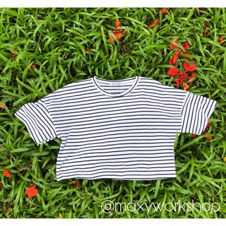 Áo croptop tay ngắn short stripped tee Maxy Workshop