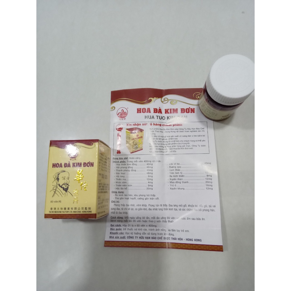 Hoa đà kim đơn 60 viên loại 1 xịn – hộp vàng phản quang, Chính hãng Hồng Kông
