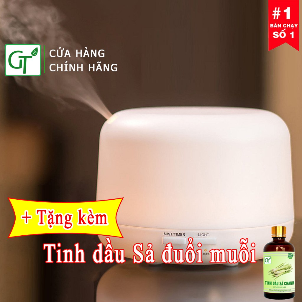 máy phun tinh dầu FREESHIP Máy Khuếch Tán Tinh Dầu Trụ 300ml Cao Cấp Aroma Diffuser + Tặng Tinh Dầu Sả 10ml