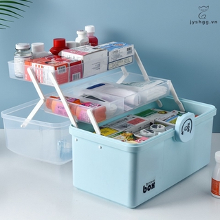 3/2 Layer Portable First Aid Kit Storage Box Plastic Multi-Functional Family Emergency Kit Box with Handle