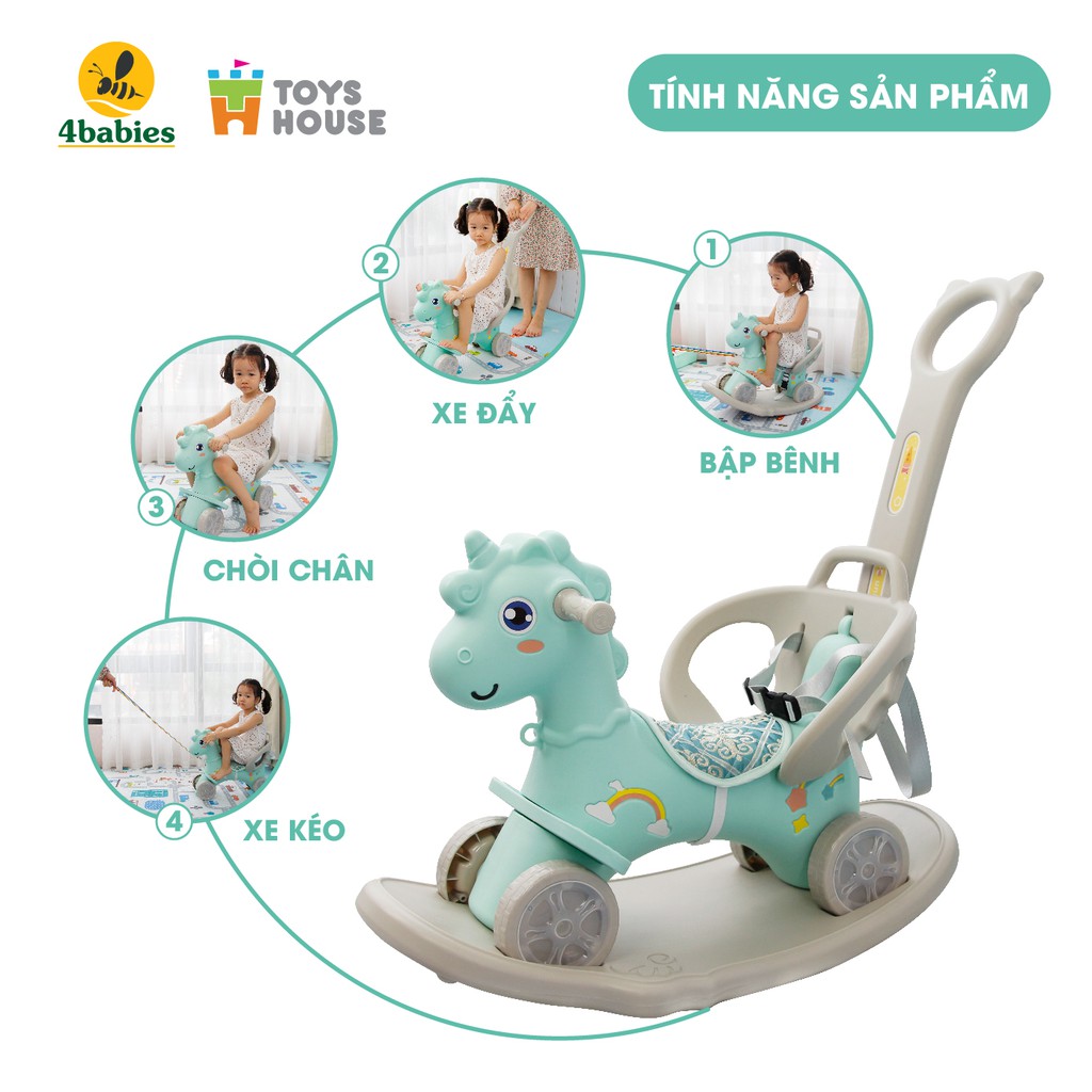 Ngựa chòi chân kèm dây kéo Toyshouse 9031 - đồ chơi vận động cho bé - Nhựa HDPE tự nhiên an toàn cho trẻ