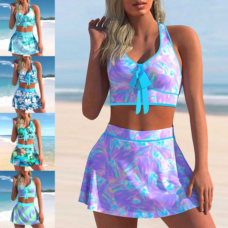 Bikini Dây Đan Chéo Sau Lưng In Họa Tiết Quyến Rũ Cho Nữ