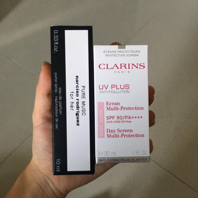 Set nước hoa Narciso Music 10ml+ Kem chống nắng Clarins 30ml