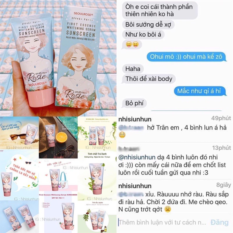 Kem chống nắng Rosie First Essence Whitening Serum Sunscreen