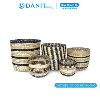 Giỏ cói trồng cây | Giỏ đựng đồ | Giỏ đựng mỹ phẩm (Giỏ cói phối buông) Danit Pottery
