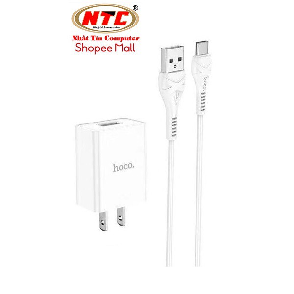 Combo Cốc sạc và Cáp sạc cổng Type-C Hoco S2 Plus output max 3.4A (Trắng) - Hãng phân phối chính thức