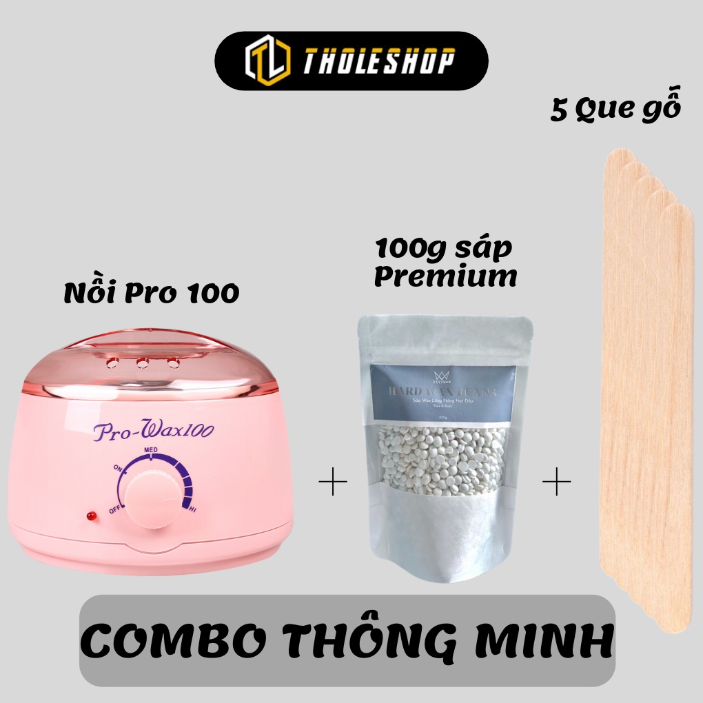 Bộ Nồi Nấu Sáp Wax Lông Pro 100 + Sáp Dừa Coconut Premium + 5 Que Gạt Sáp Tiện Lợi