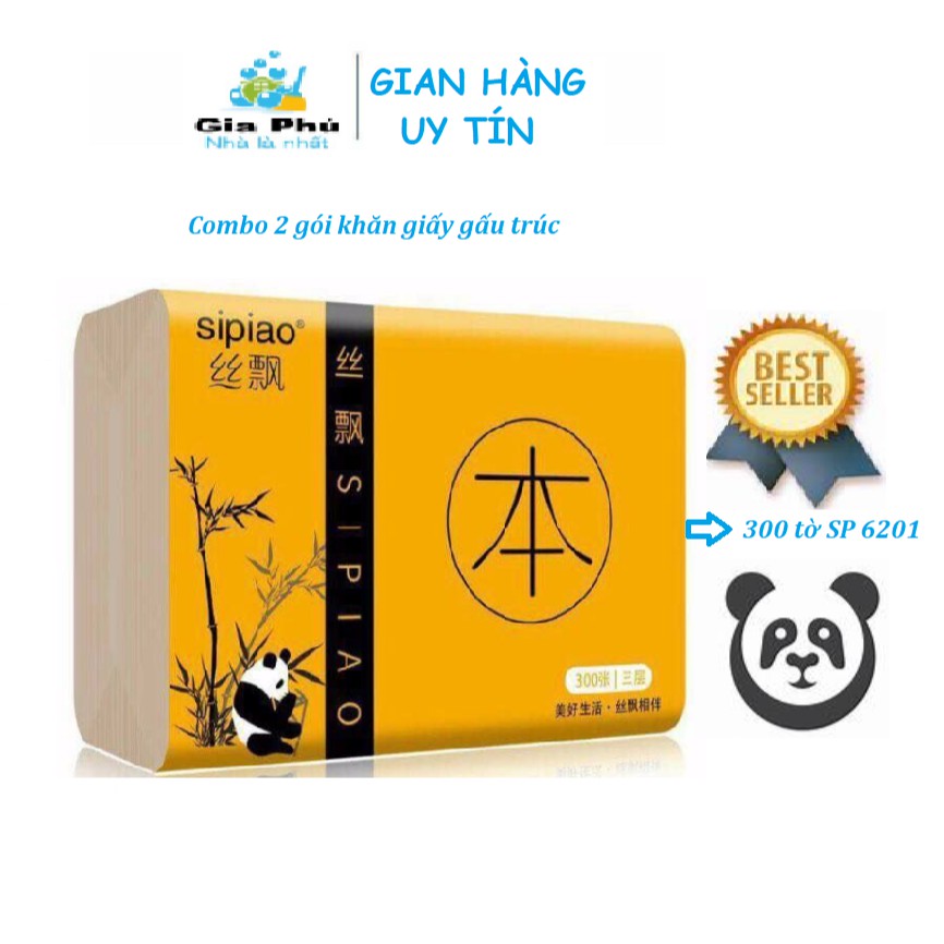 Combo 2 gói khăn giấy ăn GẤU TRÚC SIPIAO 300 tờ SP 6021