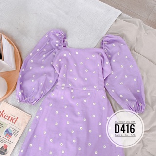 Bigsize Đầm hoa cúc tím D416