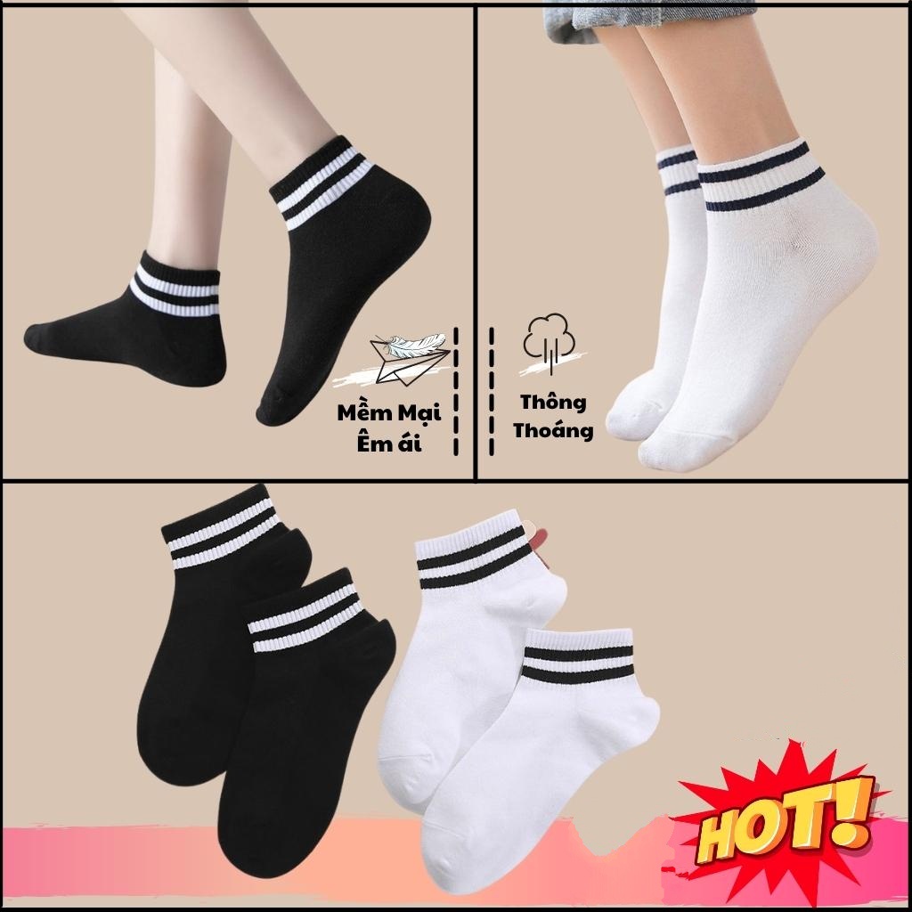 Tất cổ ngắn nam nữ vớ cổ ngắn nữ nam kẻ sọc Hàn Quốc vải cotton chống hôi chân, hàng loại 1. V2
