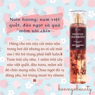[BILL MỸ] FROSTED CRANBERRY - BỘ XỊT THƠM DƯỠNG THỂ BATH AND BODY WORKS
