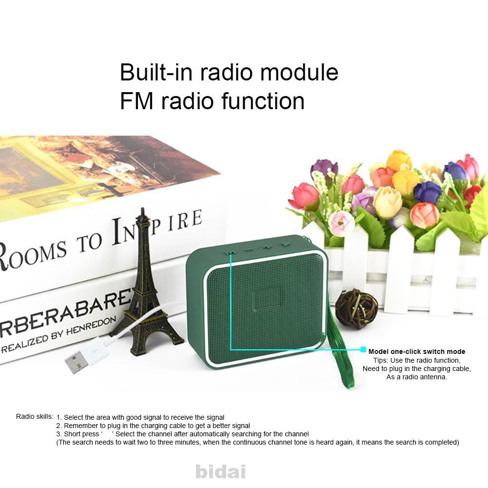 Wireless Rechargeable Audio Amplifier Music Player With FM Radio Button Switch Card Insert AUX USB Bluetooth Loudspeaker