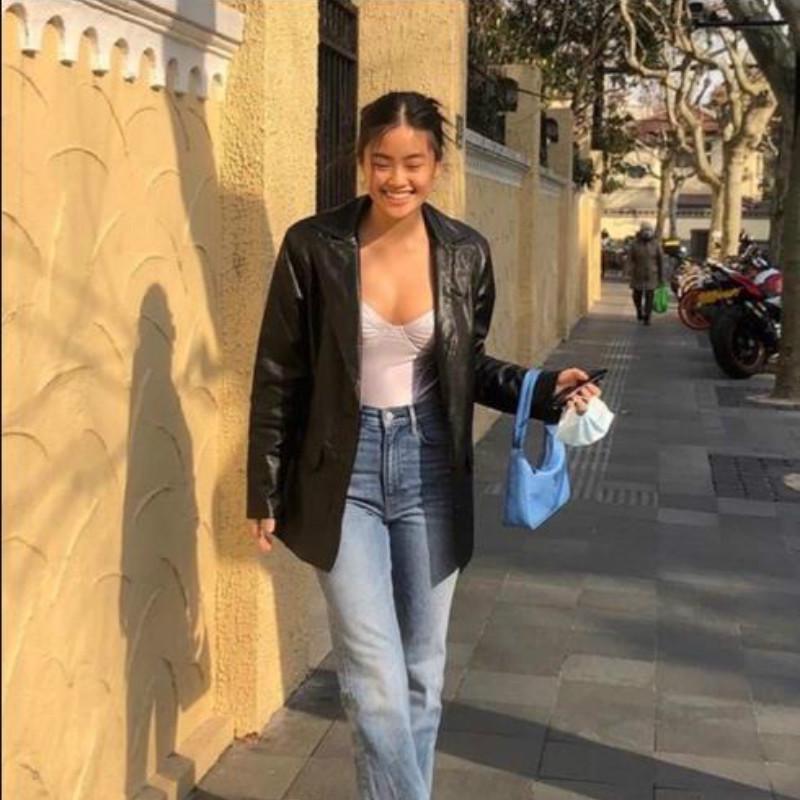 DUNEA Áo Khoác Blazer Da Pu Dáng Rộng Phối Túi Cá Tính Cho Nữ | BigBuy360 - bigbuy360.vn