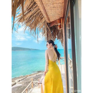 ĐẦM MAXI DÂY LƯNG XẺ TÀ