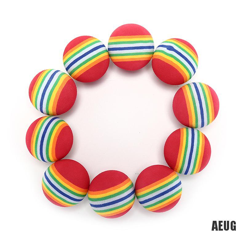 Set 10 Quả Bóng Golf Xốp Họa Tiết Kẻ Sọc Màu Cầu Vồng Hỗ Trợ Luyện Tập