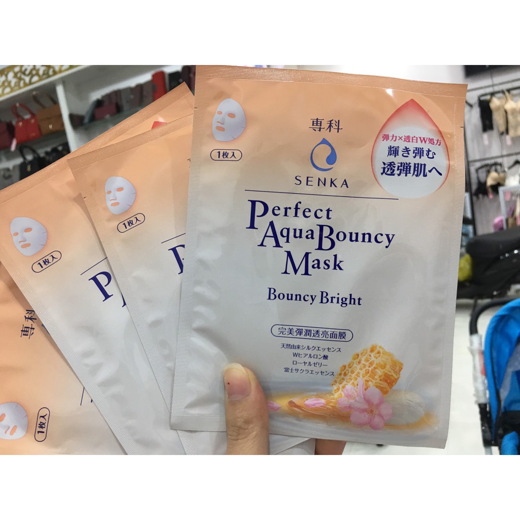 Mặt Nạ SENKA  Dưỡng da đàn hồi và sáng mịn 25ml Perfect Aqua Bouncy Mask Bouncy & Bright