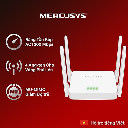 Bộ Phát Wifi MERCUSYS AC10 Băng Tần Kép Chuẩn AC 1200Mbps | Hàng Chính Hãng | Bảo Hành 24 Tháng