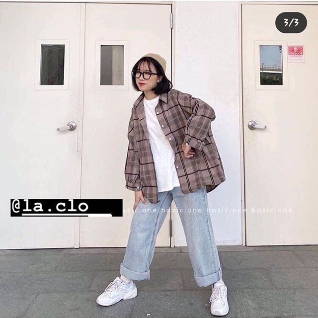 Áo sơmi kẻ oversize