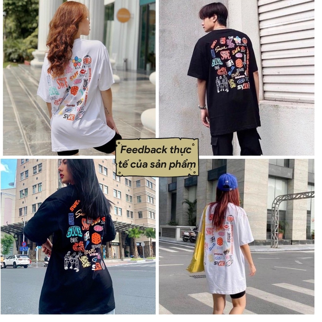 [Xả Kho] Áo thun tay lỡ SWE form rộng Unisex nam nữ phong cách Ulzzang - Happy Style
