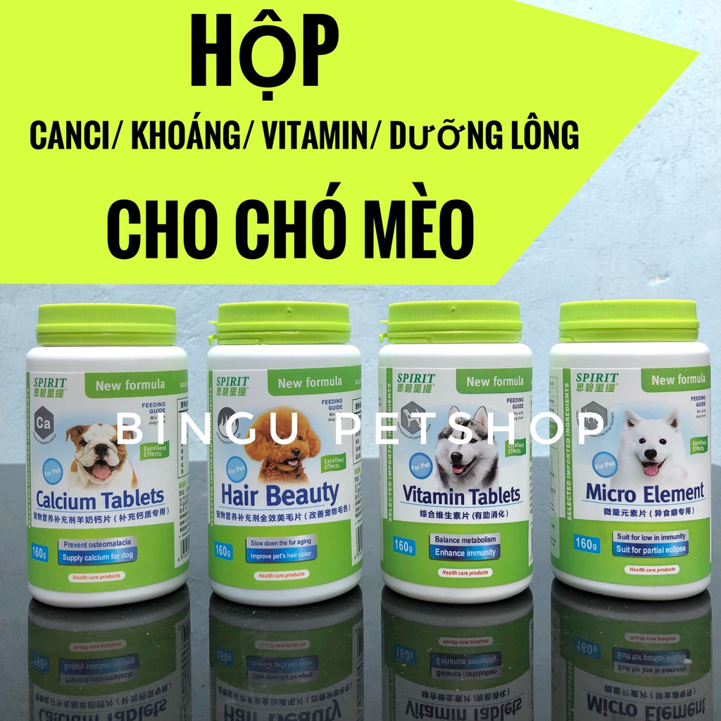 Hộp Canxi/Khoáng/Vitamin/Dưỡng lông Spirit cho chó mèo