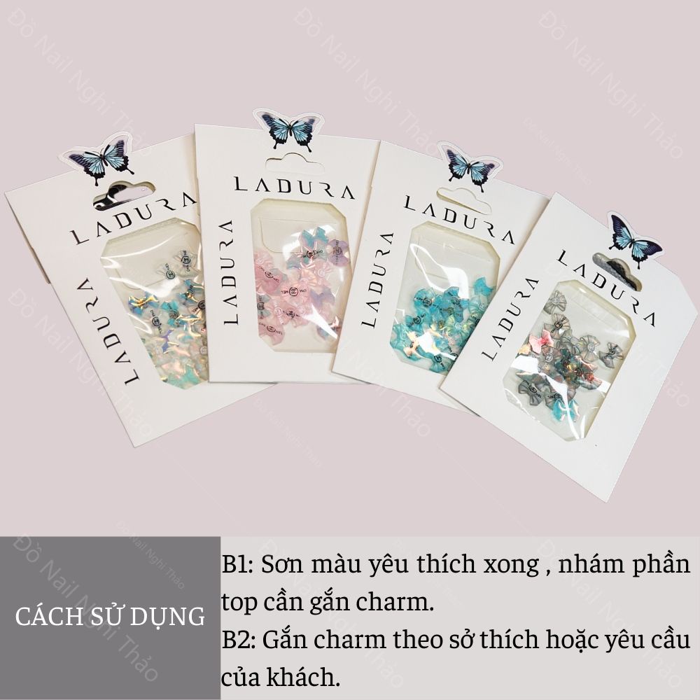 Charm nail nơ thương hiệu trang trí móng
