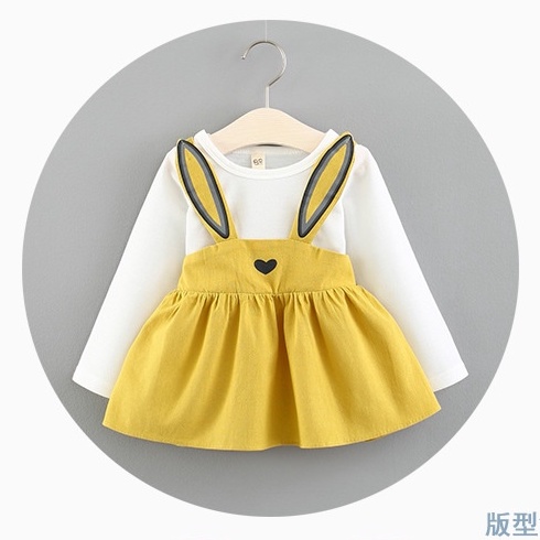 Váy thu đông tai thỏ cute cho bé gái size 5-13kg