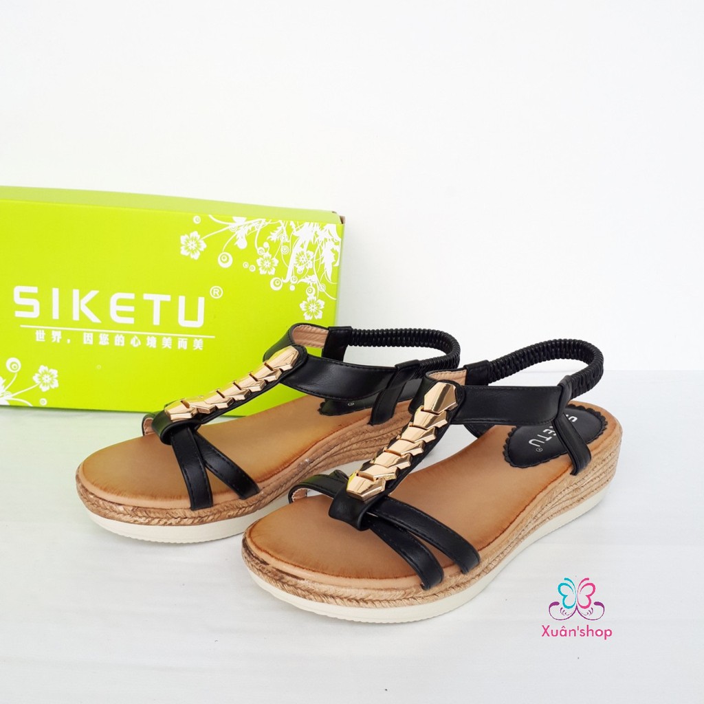 Sandal quai chéo Siketu da mềm, lót đế êm, cao 4.5cm (size 36-42)