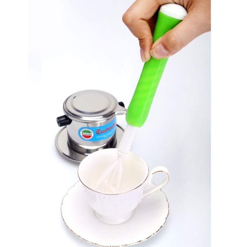Cây đánh tạo bọt cà phê - đánh trứng bằng tay cán nhựa có lò xo