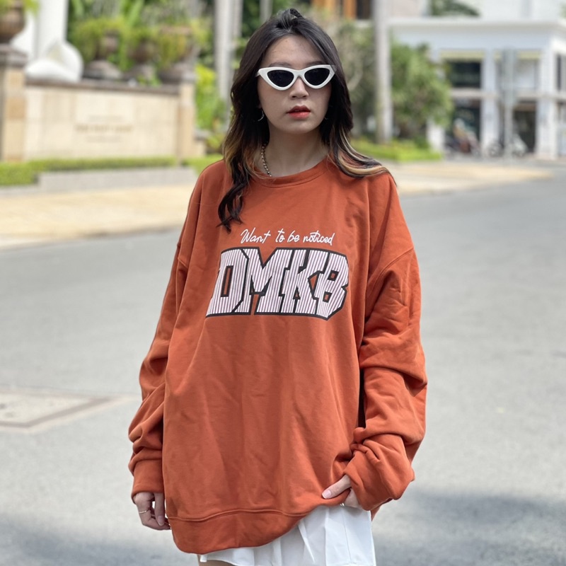 Áo Sweater Nỉ Bông DMKB Cam Cháy Unisex Nam Nữ (Ảnh Thật/Có Sẵn) | BigBuy360 - bigbuy360.vn