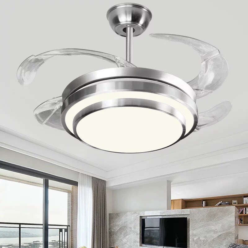 (Bảo hành 5 năm) Quạt trần đèn giấu cánh Chris, Đèn LED 3 chế độ sáng, QTD-19