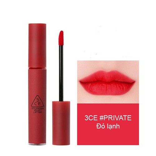 Son kem 3CE Velvet Lip Tint Private màu đỏ lạnh