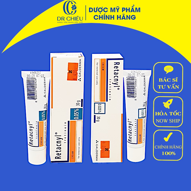  Tretinoin Retacnyl Cream 0,025%, 0.05% [Date mới]- Kem hỗ trợ giảm mụn trẻ hóa da