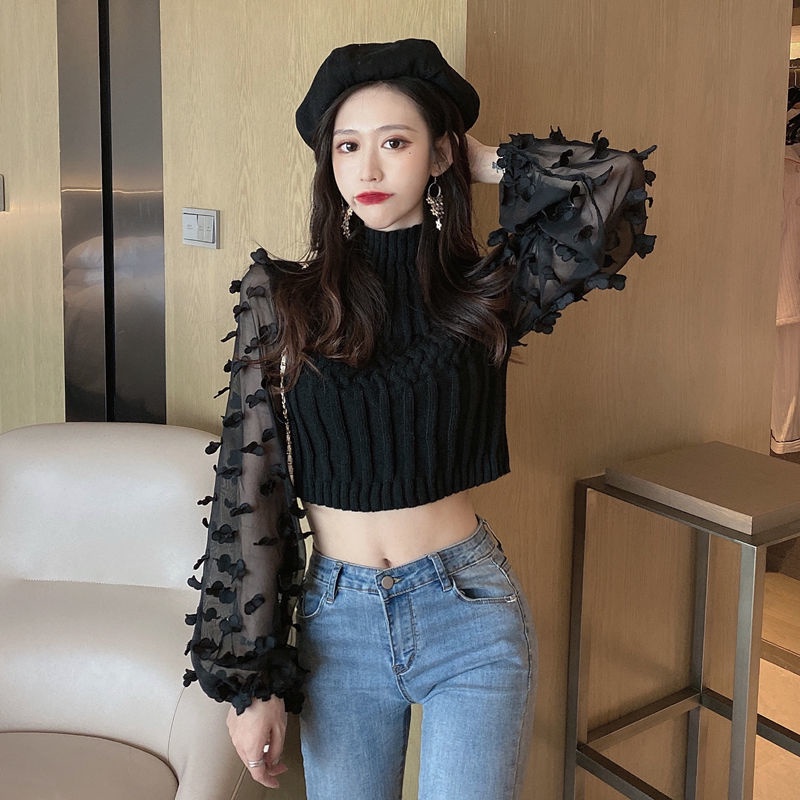 Áo Sweater Phối Ren Thiết Kế Mới Thời Trang Dành Cho Mùa Thu
