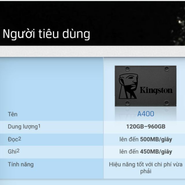 [Mã 255ELSALE giảm 7% đơn 300K] [KM tới 24/4] Ổ cứng SSD Kingston A400 - 120gb Pp chính hãng tại Việt Nam | WebRaoVat - webraovat.net.vn