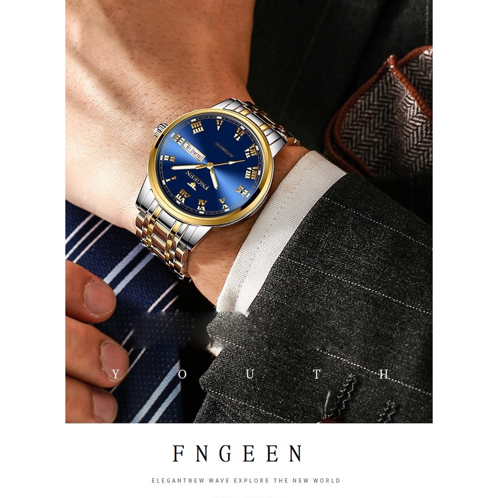 Đồng hồ nam FNGEEN F4X giả cơ,mặt số la mã có lịch xem thứ & ngày,có dạ quang ban đêm | BigBuy360 - bigbuy360.vn