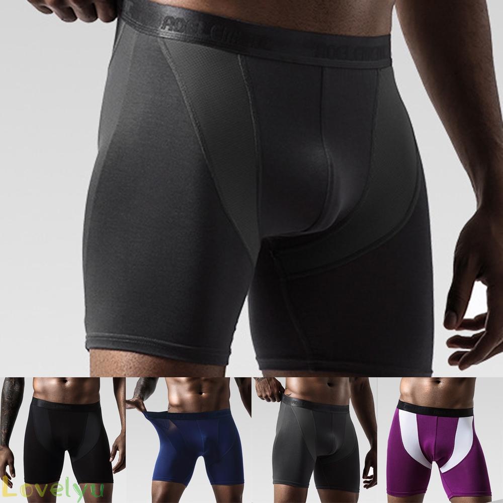 ◀READY▶Men Lingerie Long Leg Boxer Shorts Bulge Pouch Briefs Underwear Trunks Plus Size# Good Quality