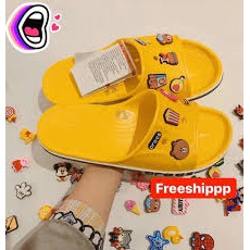 Dép lê cross baya nữ quai ngang màu vàng full box tặng 12 siticker cross gắn dép Cờ rốc