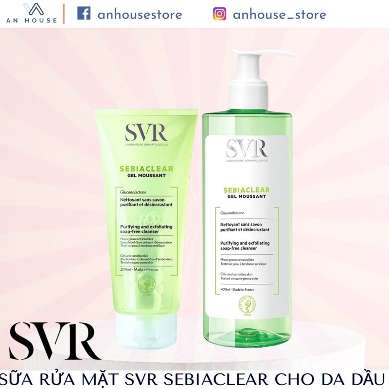 Sữa rửa mặt SVR cho da dầu, mụn Sebiaclear Gel Moussant