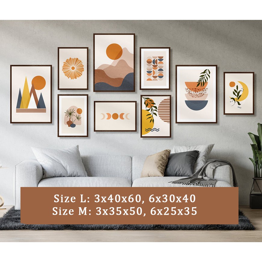 SET 9 TRANH TREO TƯỜNG PHÒNG KHÁCH - TIỆM TRANH 91 Tranh canvas Bắc Âu hiện đại, giá rẻ, tặng kèm đinh treo tiện lợi