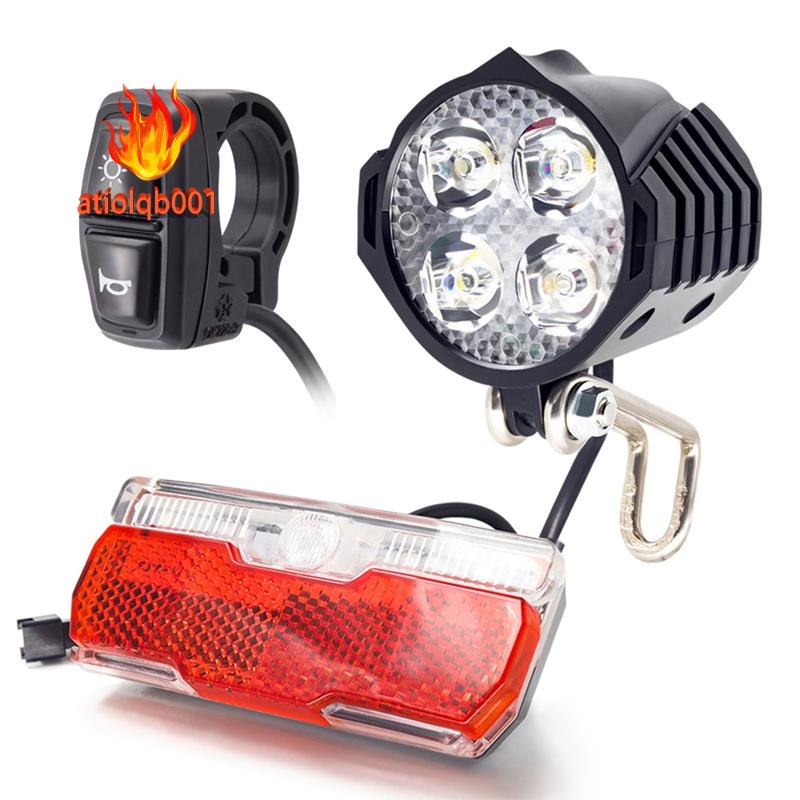Bộ Đèn Pha Trước Và Sau Xe Đạp Điện 36V 48V 60V Tích Hợp Loa E-Bike