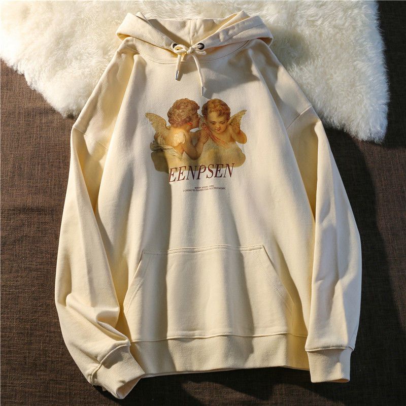 Áo hoodie kem in ấn, áo nỉ in thiên thần