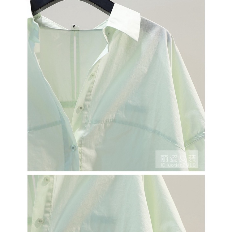 Áo Sơ Mi Dáng Rộng Màu Xanh Lá Nhạt Thời Trang Mùa Hè Mới Dành Cho Bạn Nữ