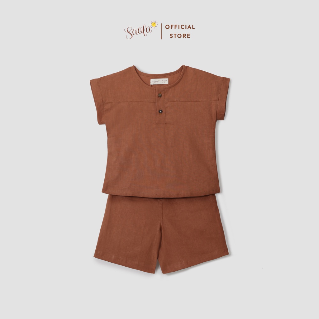 Bộ Quần Áo Cộc Tay Cao Cấp Cho Bé Trai Chất Liệu Linen Mềm Nhẹ (Size Từ 1-6 Tuổi) - SEL010 - SAOLA CLOTHING